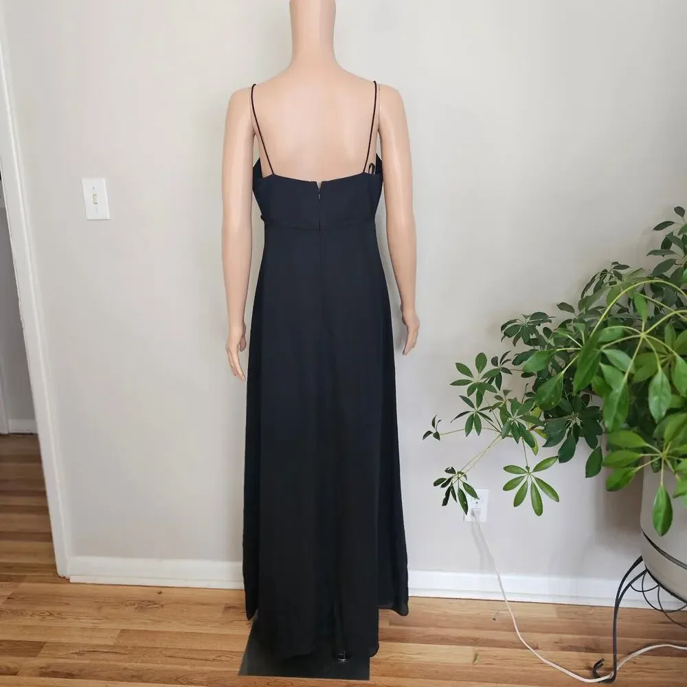 Priscilla of Boston Black Spaghetti Straps Bow Detail Formal Dress Homecomig VTG - Picture 3 of 8
